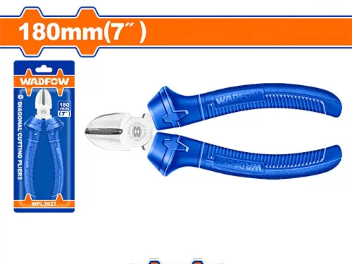 WADFOW 7-Inch Diagonal Cutting Pliers with Polished Finish and Two-Color Handle WPL3927 Wadfow